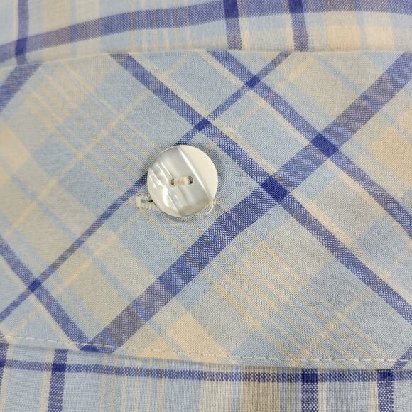 VTG Laura Ashley Emilie Pillow 16" Square Blue Cream Plaid Ruffle Trim Cotton - Picture 13 of 16